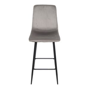 Bar stool Grato, gray fabric, with black metal leg, 43.5x55x114cm