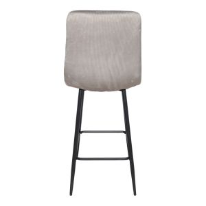 Bar stool Grato, gray fabric, with black metal leg, 43.5x55x114cm