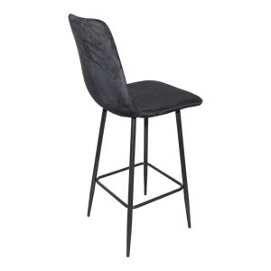 Bar stool Grato, black fabric, with black metal leg, 43.5x55x114cm