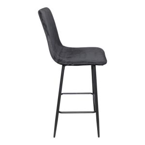 Bar stool Grato, black fabric, with black metal leg, 43.5x55x114cm