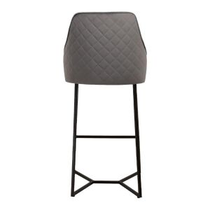 Бар стол Hilda със сива плюшена дамаска и метални крака 48*43*104