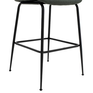 Бар стол Impel с черни метални крака-текстилен цвят тъмно сив
