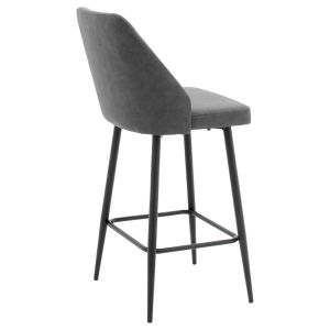 Bar stool Inflame Pu anthracite color with black metal legs