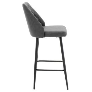 Bar stool Inflame Pu anthracite color with black metal legs