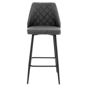 Bar stool Inflame Pu anthracite color with black metal legs