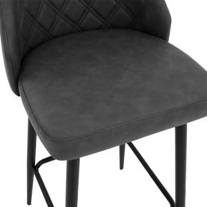 Bar stool Inflame Pu anthracite color with black metal legs