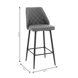 Bar stool Inflame Pu anthracite color with black metal legs