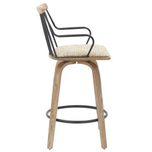 Bar stool Judi .01 plywood in Whitewash-black metal-beige fabric 48x52x92hcm Hm9985