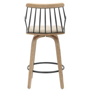 Bar stool Judi .01 plywood in Whitewash-black metal-beige fabric 48x52x92hcm Hm9985