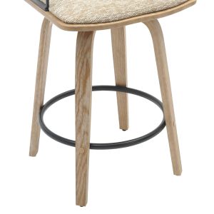 Bar stool Judi .01 plywood in Whitewash-black metal-beige fabric 48x52x92hcm Hm9985