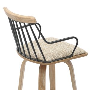 Bar stool Judi .01 plywood in Whitewash-black metal-beige fabric 48x52x92hcm Hm9985