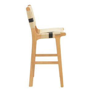 Bar stool Julien natural rubber wood - black rope 45x46x95cm