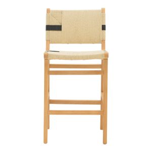 Bar stool Julien natural rubber wood - black rope 45x46x95cm