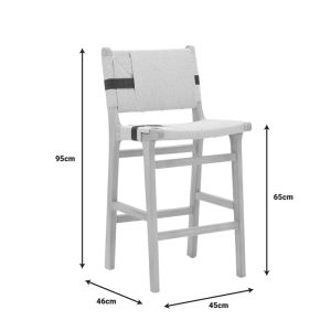 Bar stool Julien natural rubber wood - black rope 45x46x95cm