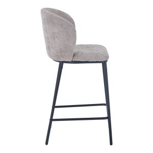 Bar stool Karg beige fabric - black metal leg 49x46x93 cm
