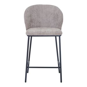 Bar stool Karg beige fabric - black metal leg 49x46x93 cm