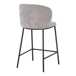 Bar stool Karg beige fabric - black metal leg 49x46x93 cm