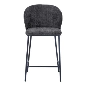 Bar stool Karg gray fabric - black metal leg 49x46x93 cm