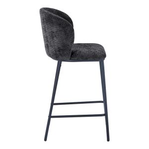 Bar stool Karg gray fabric - black metal leg 49x46x93 cm