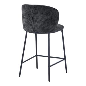 Bar stool Karg gray fabric - black metal leg 49x46x93 cm