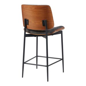 BAR CHAIR KATHY, WALNUT WOOD, GREY FABRIC, 48.5X52.5X96CM