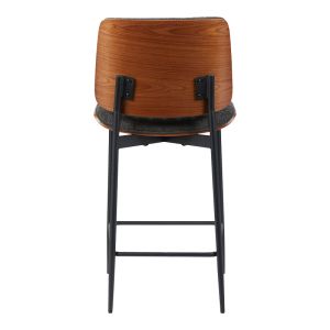BAR CHAIR KATHY, WALNUT WOOD, GREY FABRIC, 48.5X52.5X96CM