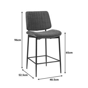 BAR CHAIR KATHY, WALNUT WOOD, GREY FABRIC, 48.5X52.5X96CM
