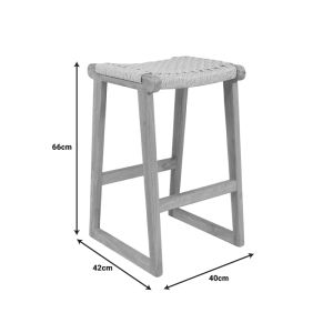 Bar stool Kuza teak and rope in natural shade 40x42x66cm