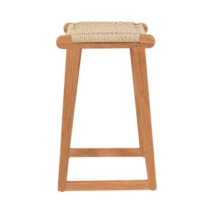 Bar stool Kuza teak and rope in natural shade 40x42x66cm