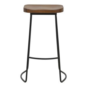 Bar stool Lamul elm wood in walnut-black shade and metal 48x42x71cm
