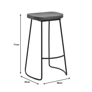 Bar stool Lamul elm wood in walnut-black shade and metal 48x42x71cm