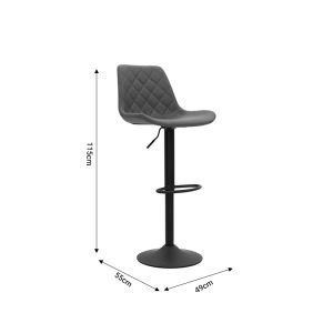 Libra bar stool, anthracite eco-leather seat and black metal base 49x55x115cm