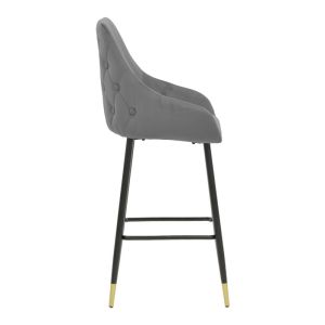 Bar stool Lithe metal gold black legs-gray velvet 47x44x98cm