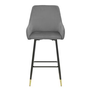 Bar stool Lithe metal gold black legs-gray velvet 47x44x98cm