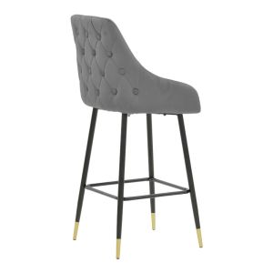 Bar stool Lithe metal gold black legs-gray velvet 47x44x98cm