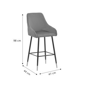 Бар стол Lithe черен плюшен с метални златисти крака 47х44х98cm