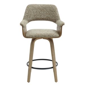 Bar stool Med.height Clipp .01 plywood whitewashed-beige fabric 57.5x53x98hcm Hm9987