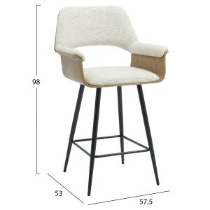 Bar stool Med.height Clipp .02 black metal legs-ecru fabric 57.5x53x98hcm Hm9987
