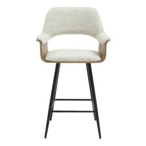 Bar stool Med.height Clipp .02 black metal legs-ecru fabric 57.5x53x98hcm Hm9987