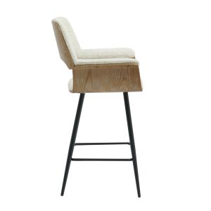 Bar stool Med.height Clipp .02 black metal legs-ecru fabric 57.5x53x98hcm Hm9987