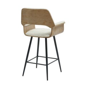 Bar stool Med.height Clipp .02 black metal legs-ecru fabric 57.5x53x98hcm Hm9987
