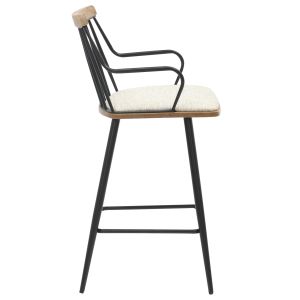 Bar stool Med.height Judi .02 black metal-ecru fabric 48x52x92hcm Hm9985