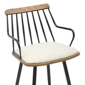 Bar stool Med.height Judi .02 black metal-ecru fabric 48x52x92hcm Hm9985