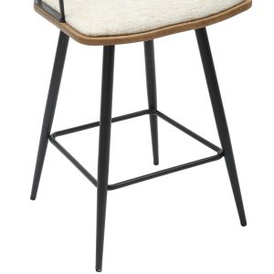 Bar stool Med.height Judi .02 black metal-ecru fabric 48x52x92hcm Hm9985