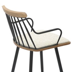 Bar stool Med.height Judi .02 black metal-ecru fabric 48x52x92hcm Hm9985