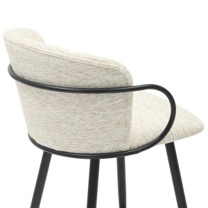 Bar stool Med.height Nebor .02 black metal frame-ecru fabric 53.5x51x90hcm Hm9986