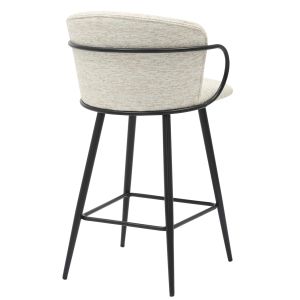 Bar stool Med.height Nebor .02 black metal frame-ecru fabric 53.5x51x90hcm Hm9986