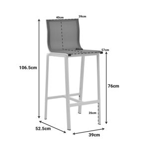 BAR CHAIR MELINA, ALUMINUM, STACKABLE IN WHITE - TEXTLINE IN GREY, 45X49X115 CM