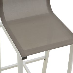 BAR CHAIR MELINA, ALUMINUM, STACKABLE IN WHITE - TEXTLINE IN GREY, 45X49X115 CM