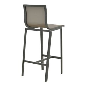 BAR CHAIR MELINA, STACKABLE ALUMINUM, ANTHRACITE-TEXTLINE, GREY NUANCE 45X49X115CM